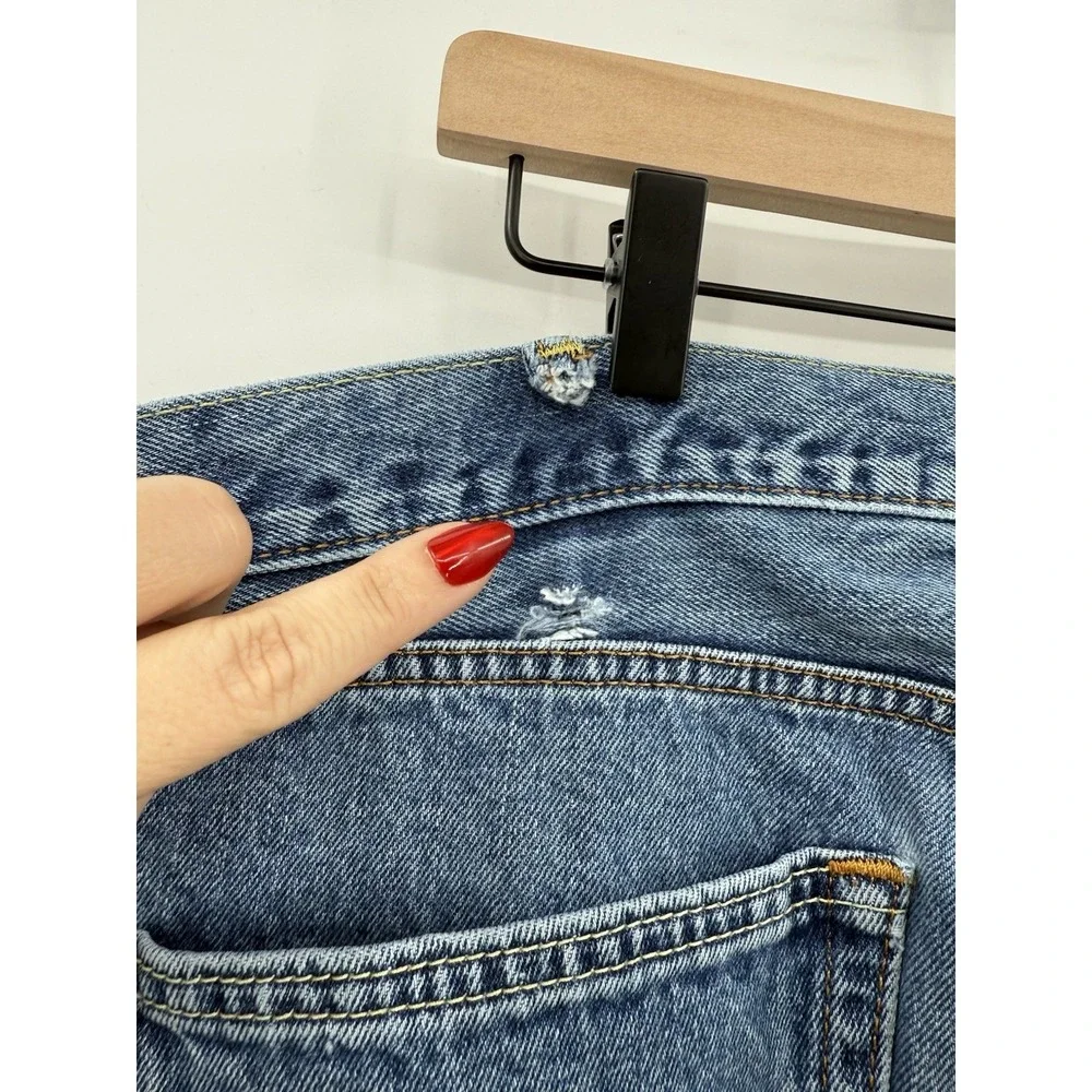 Levis 505 Jeans Mens 38x29 Blue Straight‎ Leg Medium Wash Distressed Denim Pants